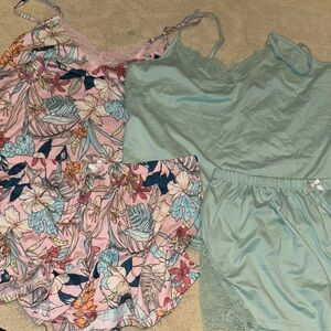 Floral and Solid Sleepwear Set